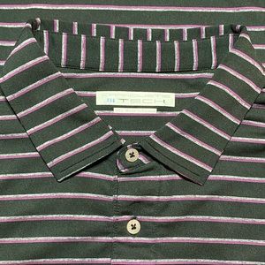 Carnoustie Tech Golf Polo XXL Black Purple Gray Striped Short Sleeve Read Below